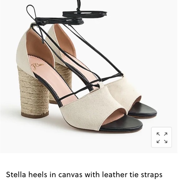 Jcrew Stella heels in canvas with leather tie straps - Picture 1 of 4